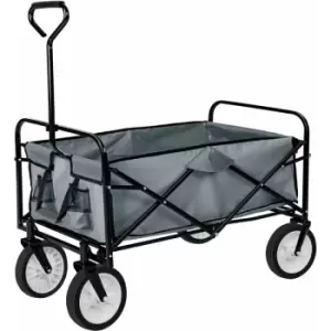 Image of Foldable garden trolley w/ 80kg load capacity - garden cart, beach trolley, trolley cart - grey - grey