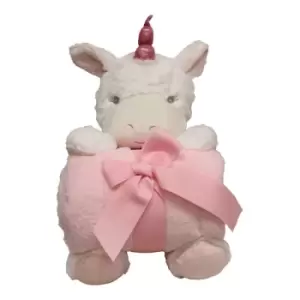 image of New Baby White Unicorn Teddy & Pink Throw