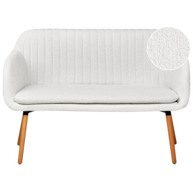 Image of Beliani Upholstered Bench 2 Seater Taby Boucle Off-White