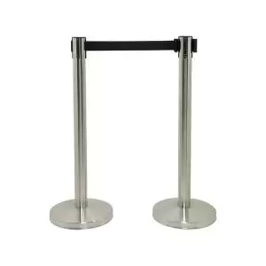 Image of Securit Budget Barrier Pole Set with Retractable Belt ChromeBlack Pack