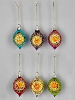 image of Sass & Belle Set Of 6 Bright Metallic Open-Faced Christmas Tree Baubles