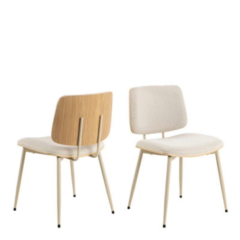 Image of Furniture To Go Owen Dining Chair In Apia Fabric Beige Set Of 2