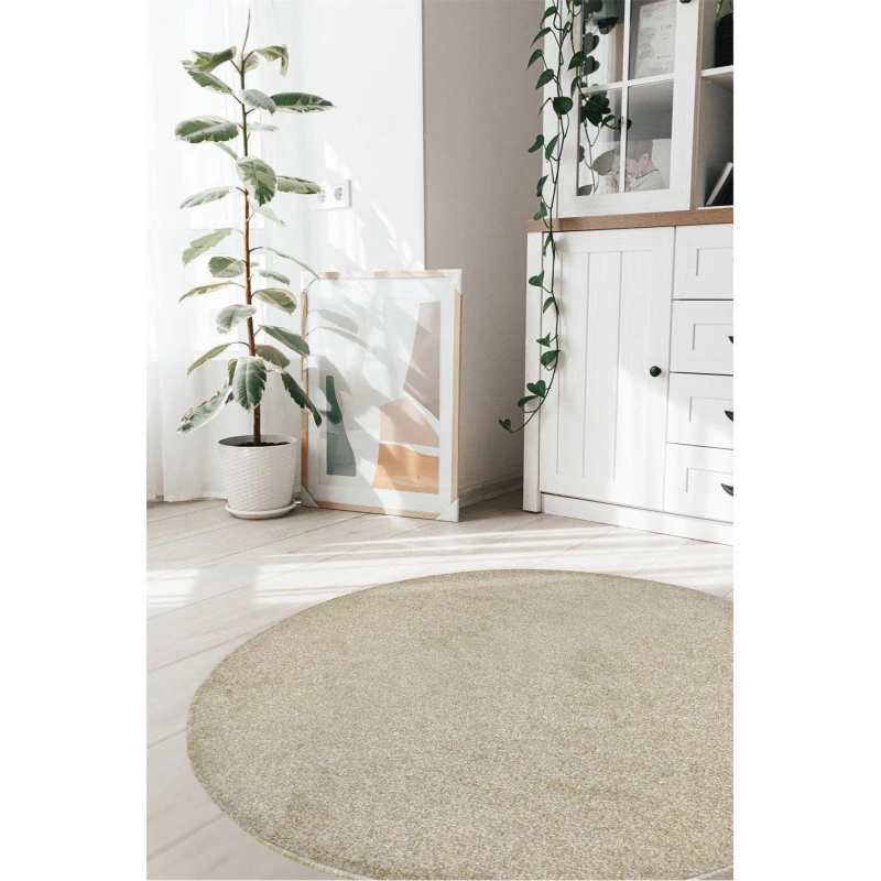 Image of Homemaker Homemaker Relay Plain Natural Round Rug - 133cm