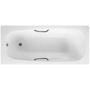 image of Roca - Carla Single Ended Steel Bath with Grip Holes - 1700mm x 700mm - 2 Tap Hole