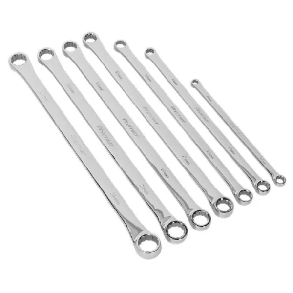 image of Genuine SEALEY AK6311 Double End Ring Spanner Set 7pc Extra-Long Metric