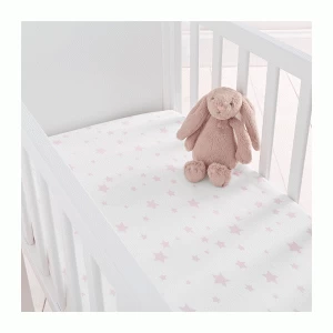 Image of Silentnight Crib Fitted Sheet Pair - Pink Star