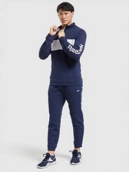 Image of Reebok Essentials Linear Logo Tracksuit - Navy, Size XL, Men