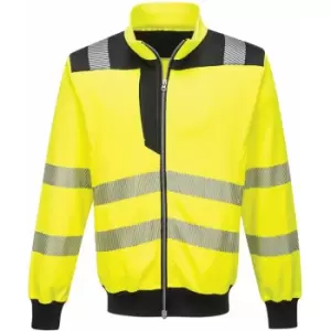 Image of Portwest PW370 - Hi-Visibility Yellow Sz M Hi-Vis Sweatshirt Zipped Jacket - Hi-Visibility Yellow