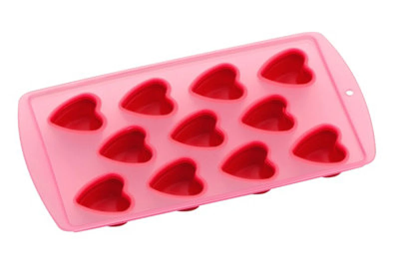 Image of Premier Housewares 11 Hearts Shaped Ice Cube Tray, Unique Ice Cube Tray, Thermoplastic Rubber Ice Freezing Tray Red