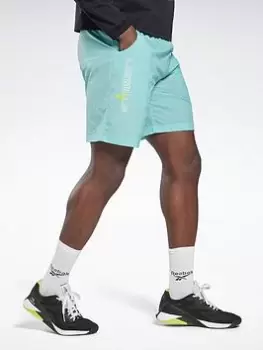Image of Reebok Les Mills Lightweight Woven Shorts - Blue Size L, Men