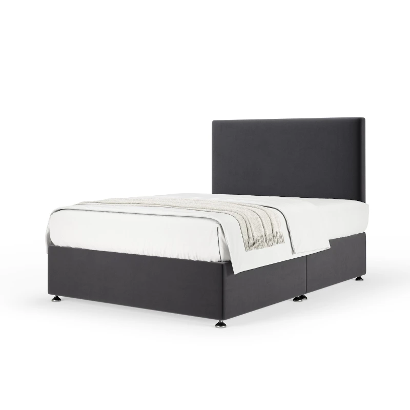 Image of Bedmaster Bedmaster Plush Velvet Divan Base And Plain Headboard in Grey Size: Super King Grey Super King Unisex 7867871425096
