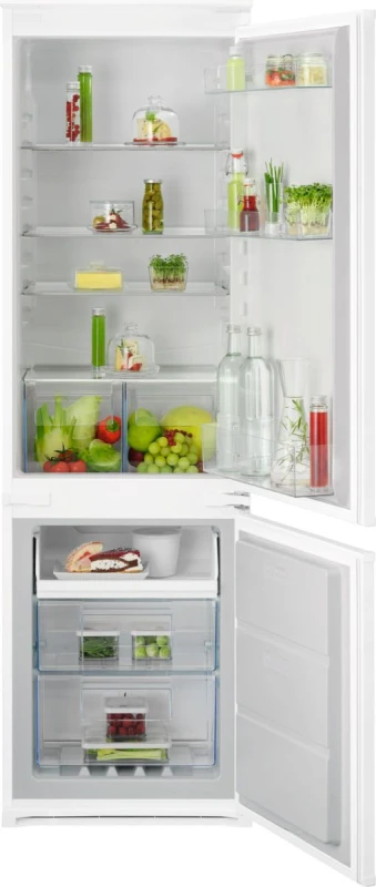 Image of AEG OSC7N181ES 177cm 70/30 Integrated Frost Free Fridge Freezer with Sliding Door Hinge - White - E Rated