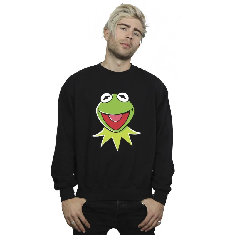 Image of Disney Men Muppets Kermit Head Sweatshirt in Black Size: Small Black S Male 5063153322172
