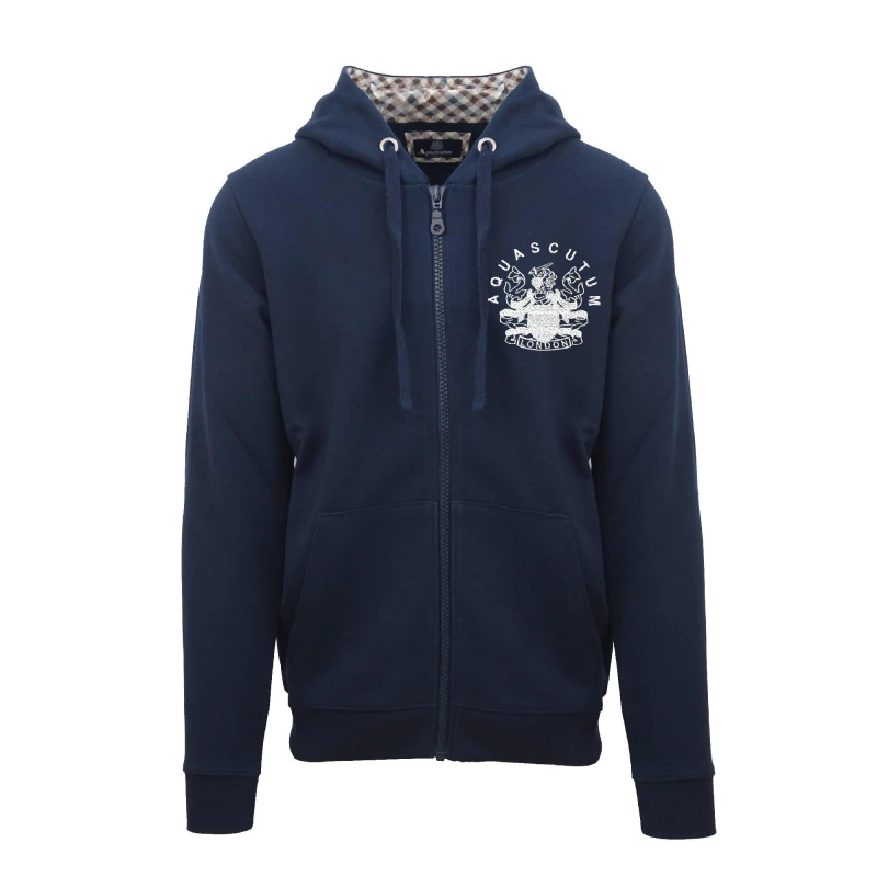 Image of Aquascutum Mens Zip Hoodie Zip Hoodies Small Blue 53374318350