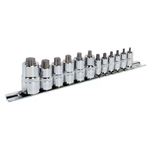 image of Sealey AK6228 TRX-Star Socket Bit Set 12pc Stubby 1/4, 3/8 & 1/2Sq Drive