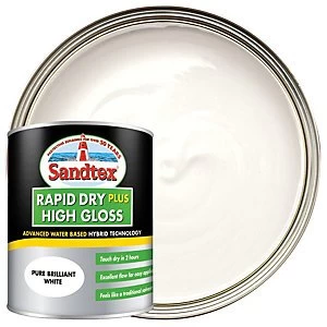Image of Sandtex Rapid Dry Plus High Gloss Paint - Pure Brilliant White 750ml
