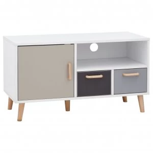 image of Delta 1 Door 2 Drawer Small TV Unit - Grey & White