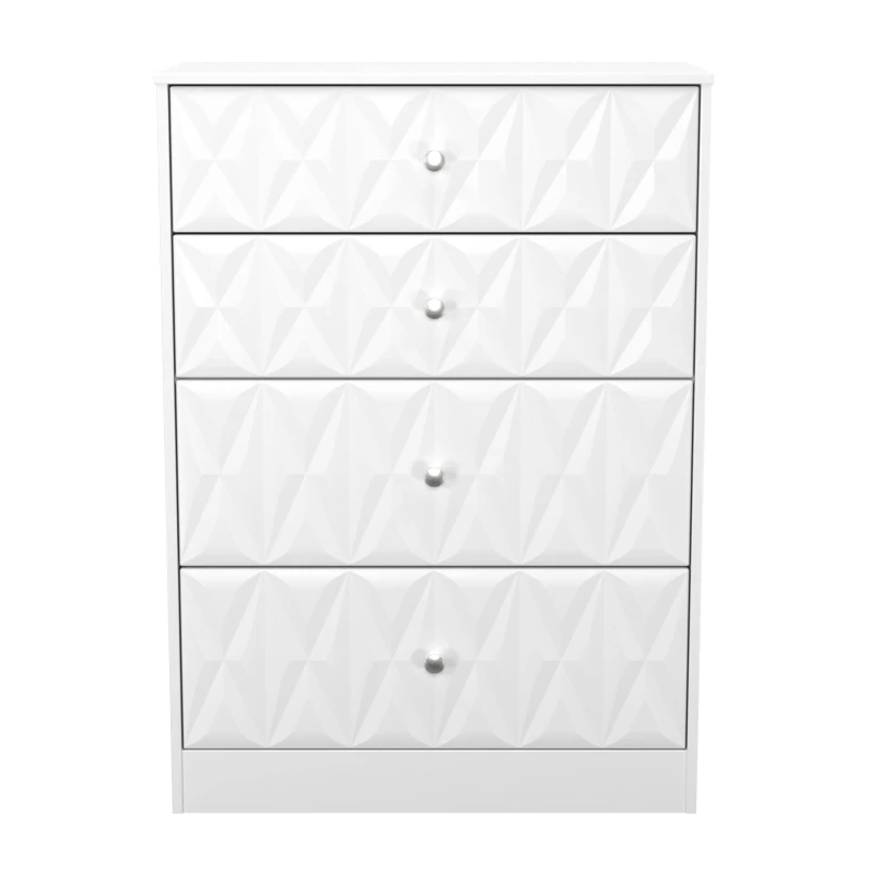 Image of Genoa Ready Assembled Matt White 4 Drawer Deep Chest (H)1063mm (W)766mm (D)395mm
