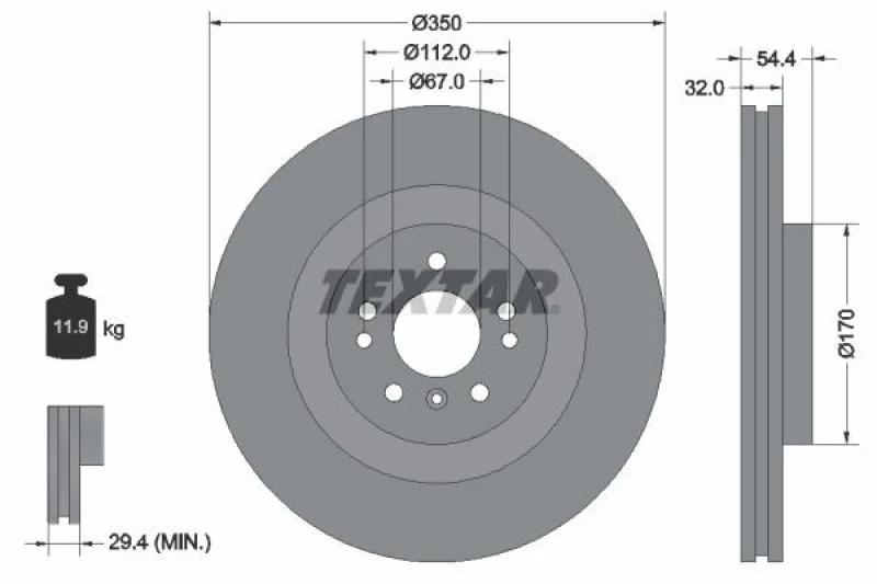 Image of Brake disc TEXTAR 92284205