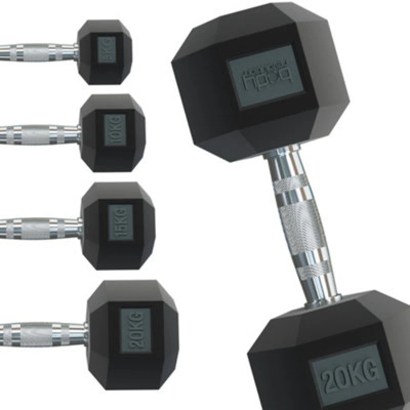 Image of Body Revolution Hex Dumbbells 1kg - 40kg Pairs - 2kg pair Black unisex