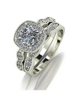 Image of Moissanite 9Ct Gold 1.75Ct Equivalent Total Cushion Cut Ring Set