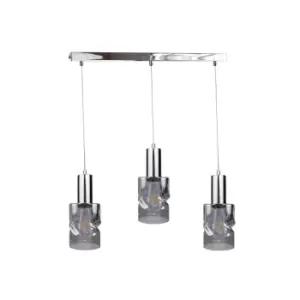 image of Cross Bar Pendant Ceiling Light Dark Silver, 60cm, 3x E27