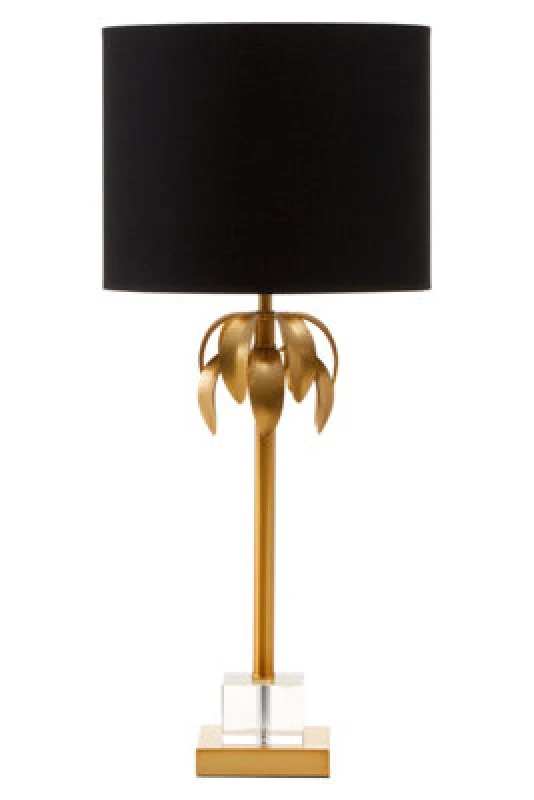 Image of Orsina Metallic Table Lamp With Sculpted Gold Leaves, Vertical Decorative Lamp, Artistic Lighting For Entryway