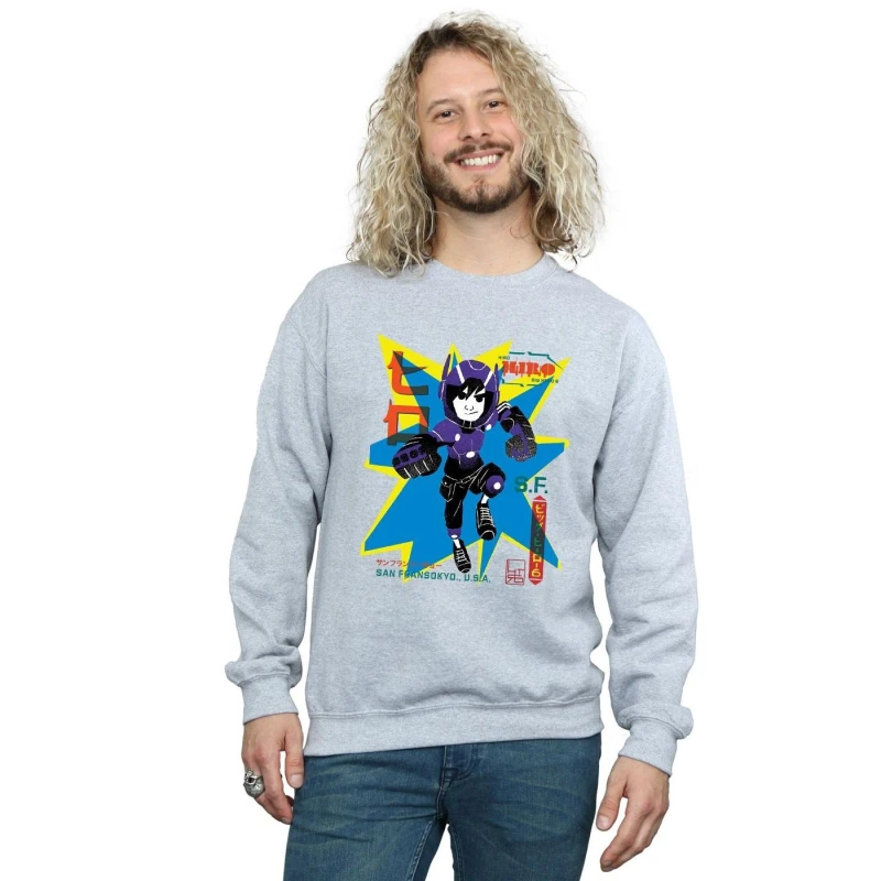 Image of Disney Men Big Hero 6 Hiro Anime Sweatshirt in Grey Size: Small Grey S Male 5057864214970