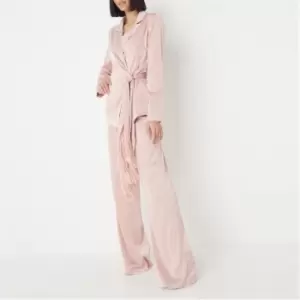 Missguided Satin Wide Leg Flared Trousers - Pink