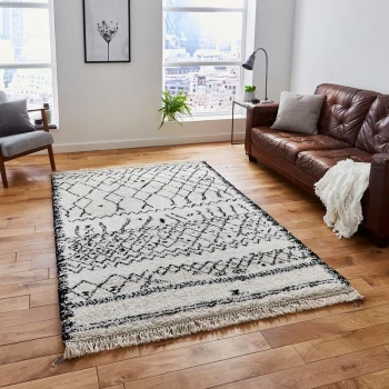 Image of Boho 5402 Black White 160cm x 230cm Rectangle - Grey and Black and Ivory
