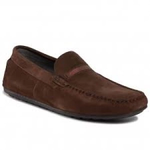 Image of Hugo Boss Dandy Suede Moccasin Loafers Dark Brown Size 7 Men
