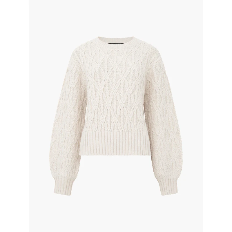 Image of French Connection Womens Layon Knitted Crew Neck Jumper Classic Cream female 16 (XL)