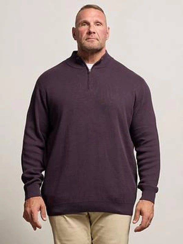 Image of BadRhino BadRhino Men Milano Quarter Zip Jumper in Purple Size: X-Large Purple XL Male 5063589343901