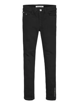 Image of Calvin Klein Jeans Girls Stretch Skinny Jeans - Black, Size Age: 10 Years, Women