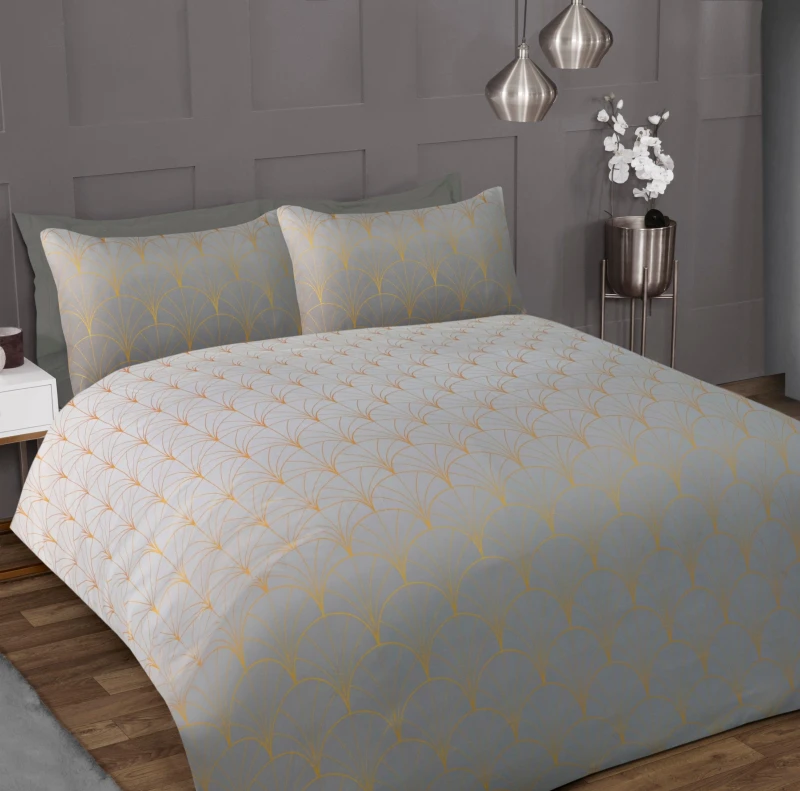 Image of Smart Living Smart Living Printed Luxury Ombre Metallic Deco Duvet Cover With Pillowcases in Grey Size: King Grey King Unisex 5056242818304