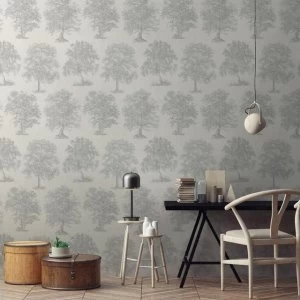 image of Superfresco Easy Silver Enchanted Tree Wallpaper - One size