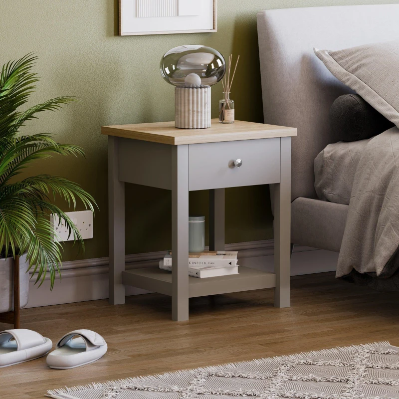 Image of Lassic Vida Designs Arlington 1 Drawer Side Table Grey unisex 1 Drawer