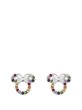 Disney Minnie Mouse Sterling Silver Rainbow CZ Stone Set Stud Earrings E906445RZML.PH, Multi