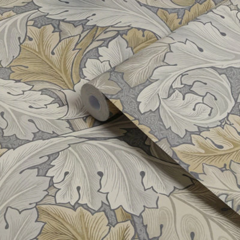 Image of William Morris Gallery Collection Neutral Acanthus Smooth Wallpaper