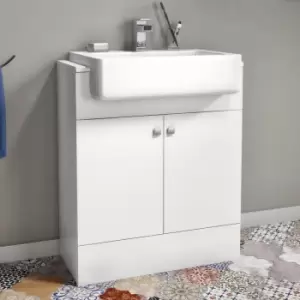 Image of 670mm White Freestanding Vanity Unit with Basin - Harper
