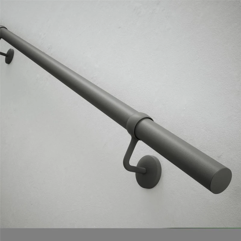 Image of Forgeworks Textured Grey Premium Easy Install Indoor Stair Handrail Kit 1.2m Grey Unisex