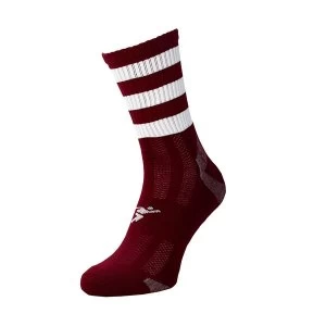 Image of Precision Pro Hooped GAA Mid Socks Maroon/White - UK Size 7-11
