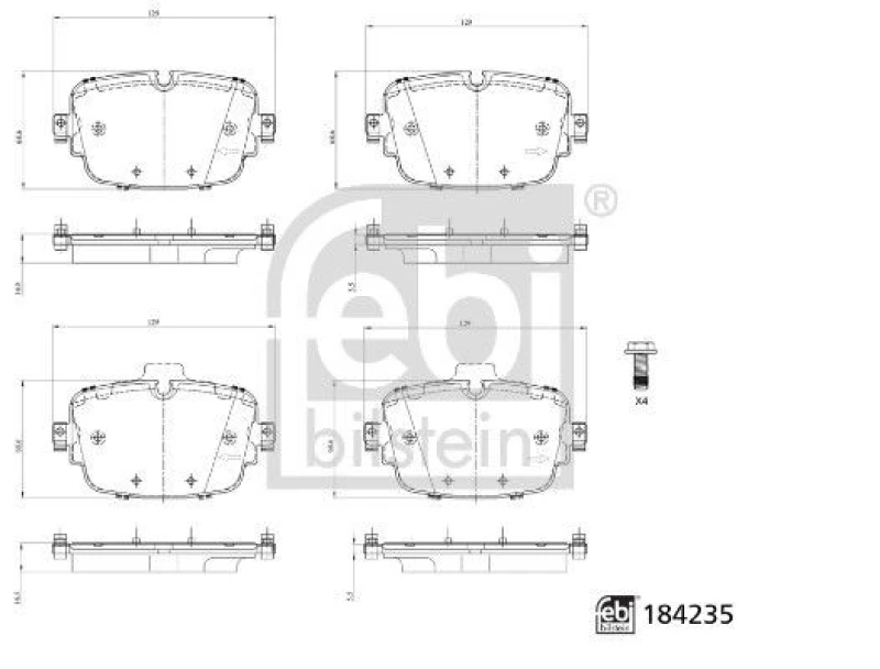 Image of Brake pad set FEBI BILSTEIN 184235
