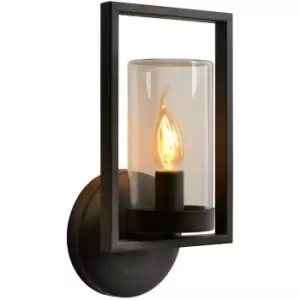 Image of Lucide NISPEN - Wall Lantern Light Outdoor - 1xE14 - IP44 - Black