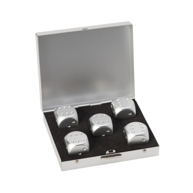 Image of Mad Man Silver Brushed Stainless Dice Set Multi male