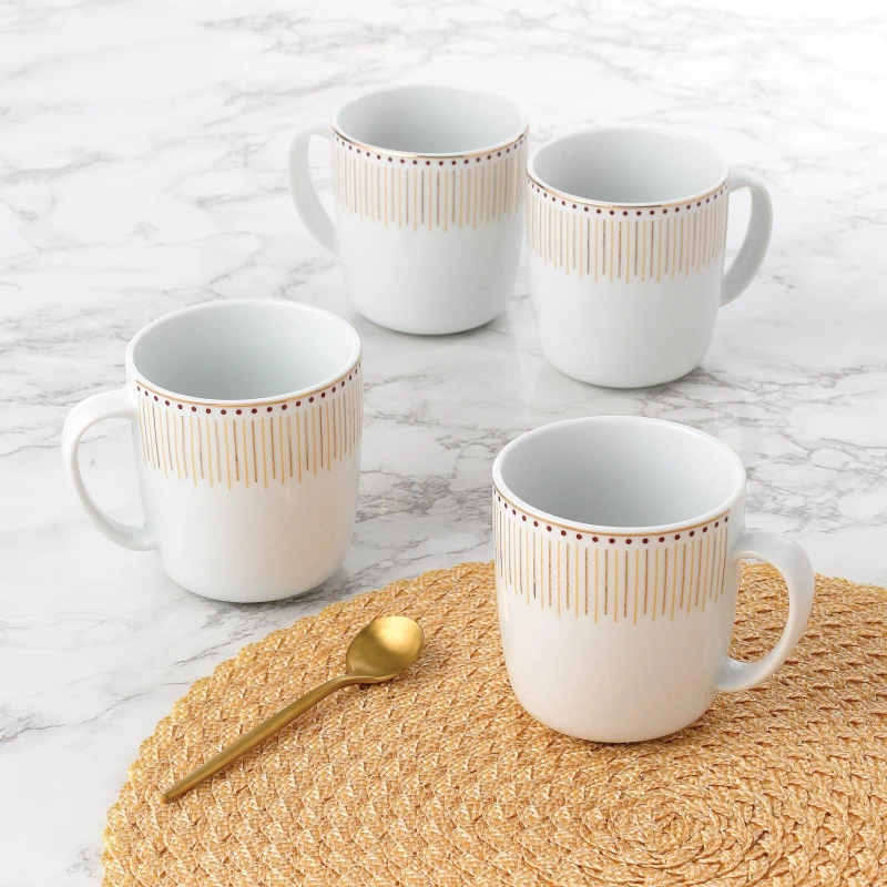 Image of Waterside 4PC Gold Radiance Porcelain Mug Set Multi unisex ONE SIZE