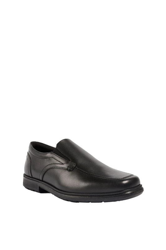 Image of Pod Boys Carpenter Slip On Leather School Shoes UK Size 3 (EU 36) Black POD025-BLACK-3
