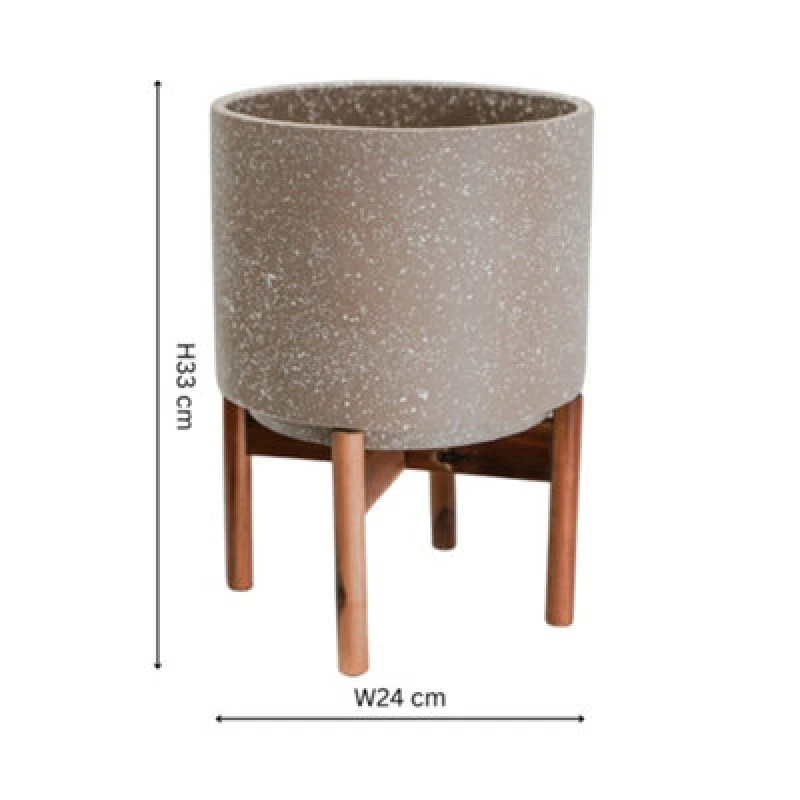 Image of Ivyline Valetta Caramel Speckled Planter With Stand H33Cm D24Cm