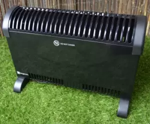 image of 2kw Black Convector Heater with Thermostat & 3 Heat Settings