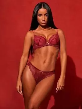 Image of Gossard Superboost Padded Plunge Bra - Raspberry, Raspberry, Size 32B, Women
